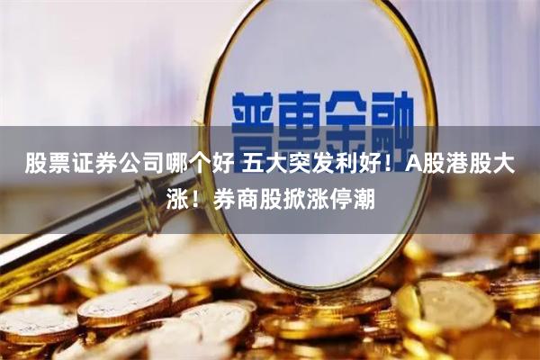 股票证券公司哪个好 五大突发利好！A股港股大涨！券商股掀涨停潮