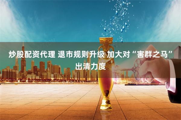 炒股配资代理 退市规则升级 加大对“害群之马”出清力度